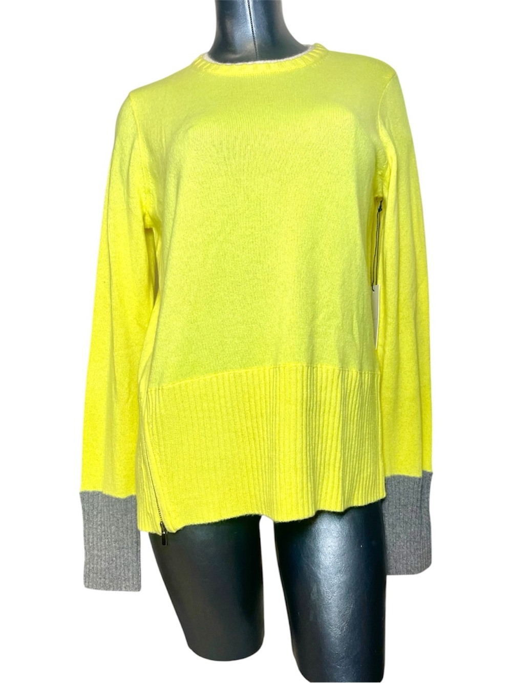 NWT Duffy 100% Cashmere Sweater Women’s Large Neon Yellow Sunshine Luxury Top